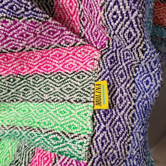 Molina Hoodie Mens M 38/40 Pullover Mexi Baja Beach Blanket Striped Multi Unisex - Picture 3 of 16